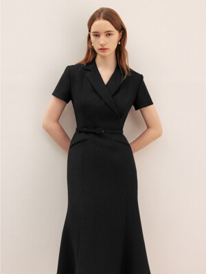 RAYA Double breasted mermaid long dress (Black)