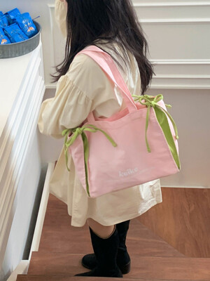 ribbon bag_pink green