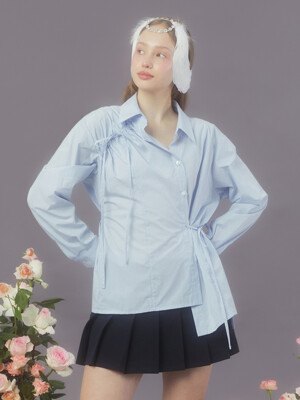 [단독] RIBBON DRAW SHIRT (LIGHT BLUE)