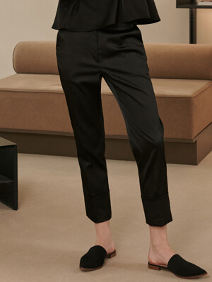 Lauren Satin Straight-fit Pants [Black]