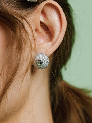 Crystal sphere Earring (Silver)