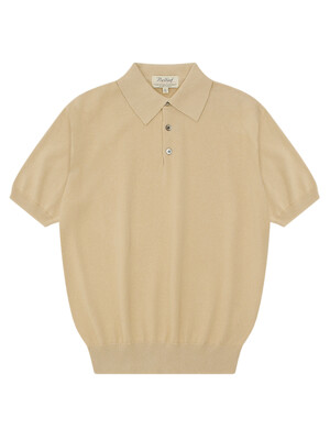 Essential Short Sleeve Polo Knit (Beige)
