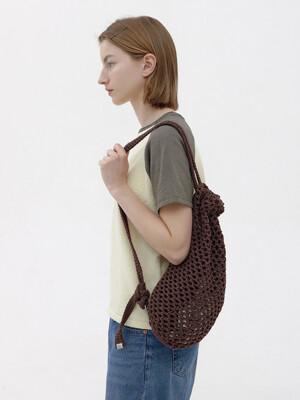 Handmade 2Way Paper Knit Bag (Brown)