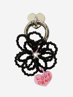 [키링앤톡]Black Flower Beads Keyirng&Tok