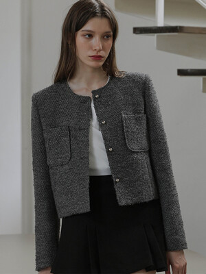 Out Pocket Single Tweed Jacket [Gray]