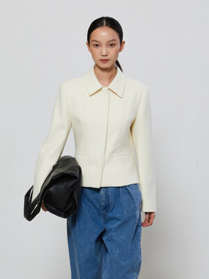STANDARD HIDDEN TWEED JACKET - IVORY