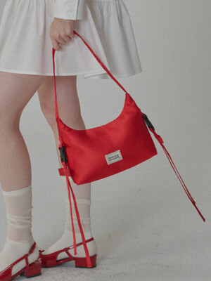 Side Detailed Ribbon Hobo Bag_Red