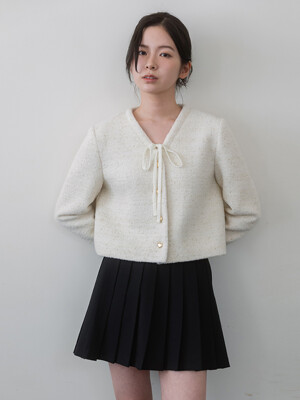 [단독]Point Ribbon Tweed Jacket - Ivory