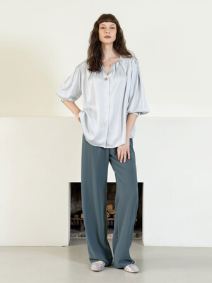 Ebbr satin gold button blouse - silverblue
