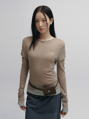 Double Layered Tencel T-shirt (Brown)