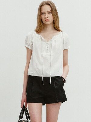 2-WAY SHIRRING BLOUSE OFF WHITE_UDBL5B223OW