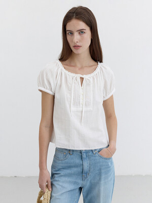 2-WAY SHIRRING BLOUSE OFF WHITE_UDBL5B223OW