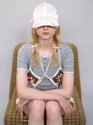 BASIC BALL CAP_RIBBON_SILK WHITE