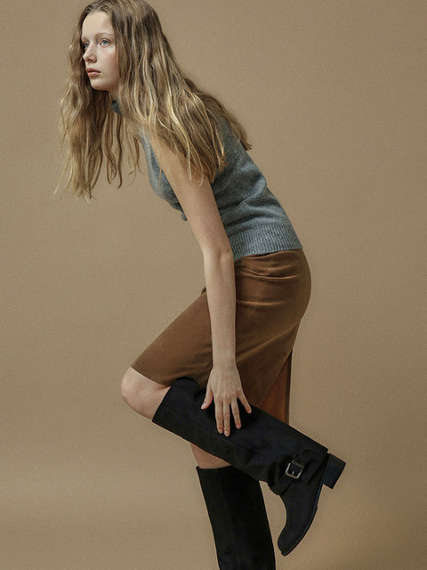 에퓨레 BELO Suede Buckle Long Boots (3color)
