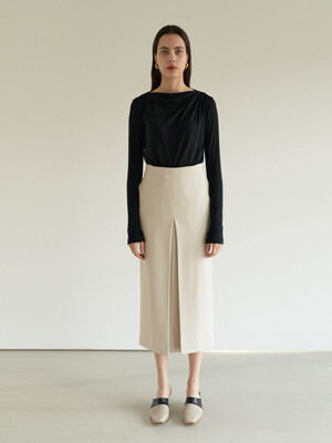 TOS H-LINE FRONT TUCK SKIRT I-BEIGE