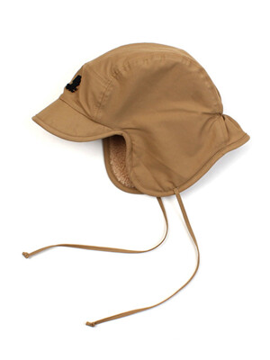 Beige Poly Long Earflap Cap 귀달이모자