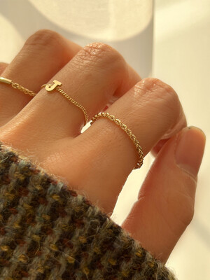 [14K GOLD] ROPE LINE RING