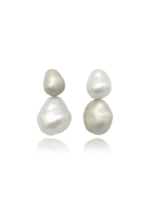 Irregular Pearl Silver Earring