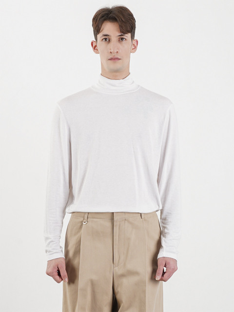 티셔츠 - 리우 옴므 (LIEU HOMME) - WOOL BLEND TURTLE NECK T-SHIRT_WHITE