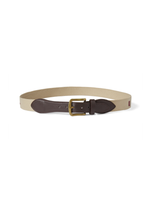 Textbook Logo Leather Belt - Beige