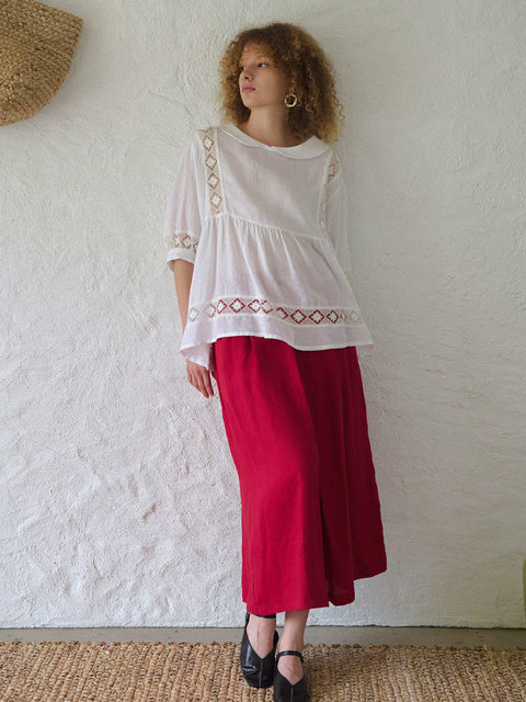 블라우스 - 호메로페로 (ho`me) - premium lace linen blouse
