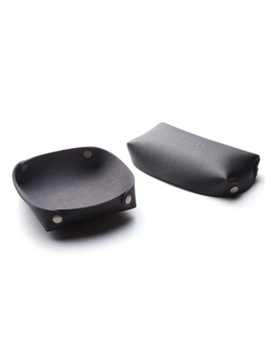 HANDMADE LEATHER TRAY SET_ALMOST BLACK
