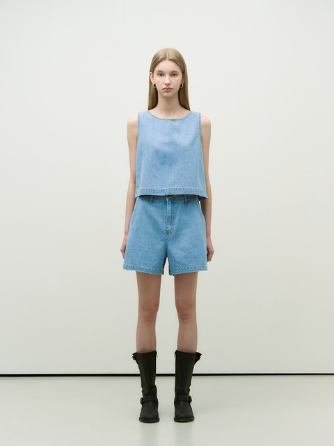 데님 - 어다울 (ADAUL) - kling denim short pants - lightblue