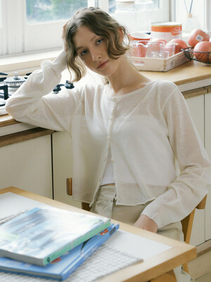137 linen knit cardigan (ivory)