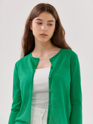 ROUND LINEN CARDIGAN GREEN