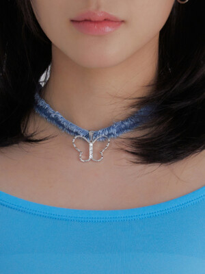 DENIM MULTI CHOKER_BUTTERFLY