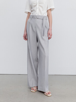 [리퍼브] LINEN WIDE LEG BELTED TROUSER MT