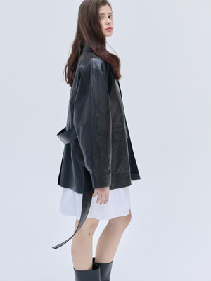 25SN leather safari jacket [BK]