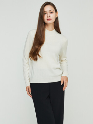 [WOMEN]Mock Neck Pullover_Ivory