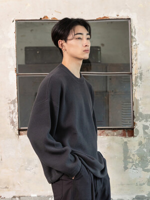 High Density SuperFine Wool Pullover Knit [Charcoal]