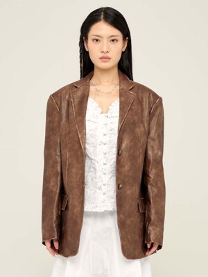 lotsyou_Muse Faux Leather Jacket Brown
