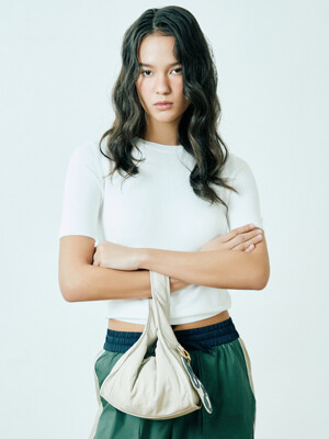 Lamb Skin Mini Hobo_CREAM (KISSES SHAPE)