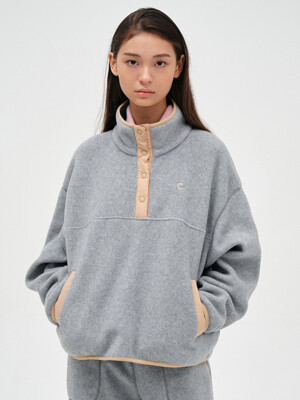 [23FW clove] Sherpa Snap Pullover_Women (Melange Grey)