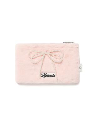 PEARL RIBBON POUCH PINK