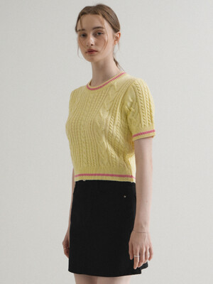 Cotton Cable Half Knit (Yellow)