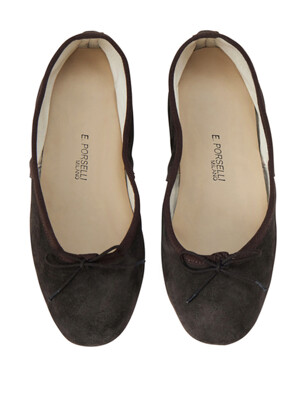 Porselli Suede Leather Flat shoes_Dark Brown