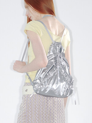 RIBBON STRING BAG - SILVER