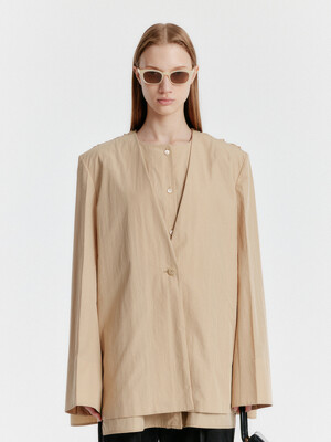YILLY Transformable Shirred Back Jacket - Beige