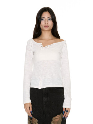 SLIT SNAP T-SHIRT IVORY