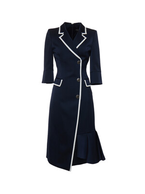 Kate / Tailored Collar Frill Detail Dress