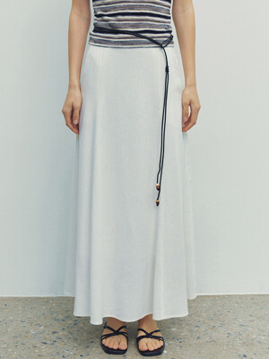 Soft Linen Flare Skirt (Ivory)