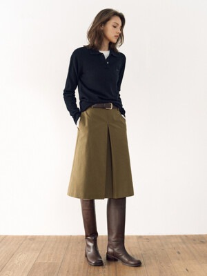 FENCHURCH A-line midi skirt (Khaki)