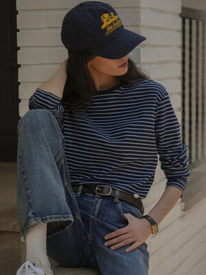 Stripe soft touch T-shirt_Navy