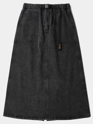 SL-LABEL BELTED DENIM SKIRT 그레이데님