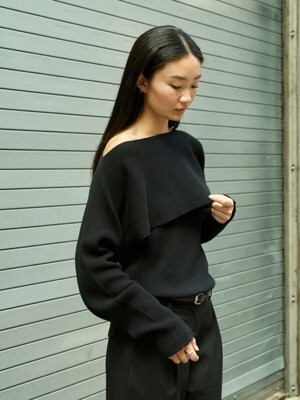 2way wool bolero knit set / Black