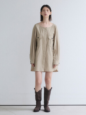 Pocket long shirts_BEIGE